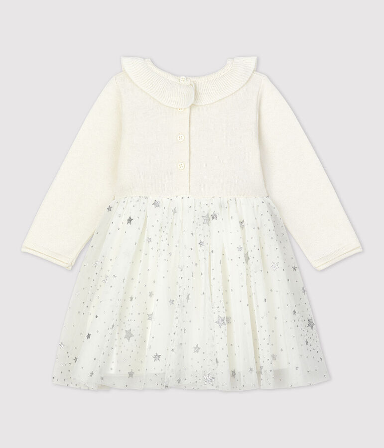 Babies' Knitted Dress white/grey