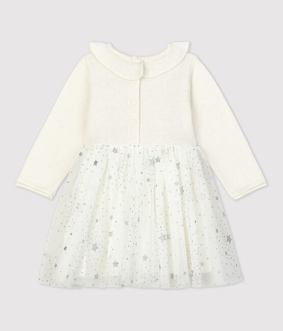Babies' Knitted Dress MARSHMALLOW white/ARGENT grey
