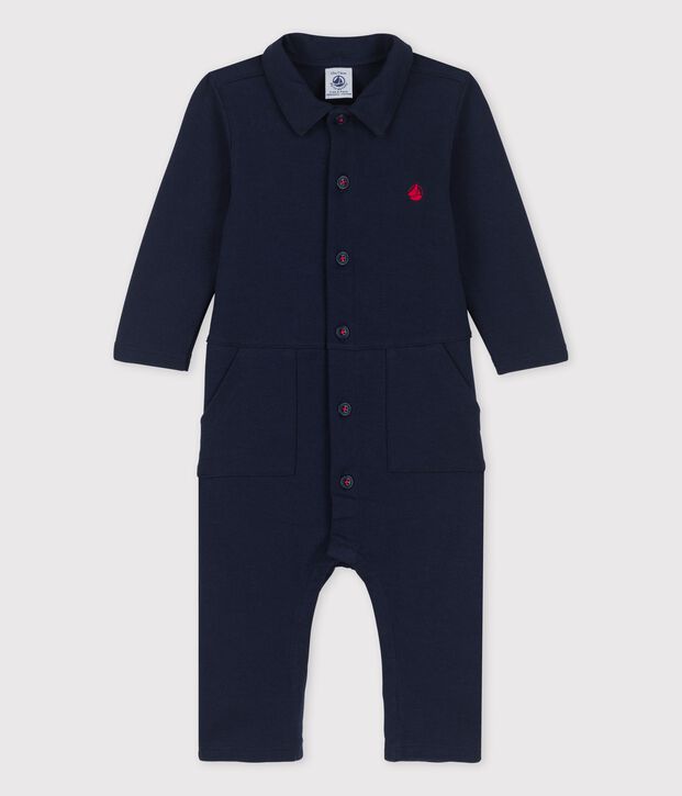 Babies' Thick Organic Jersey Long Playsuit blue