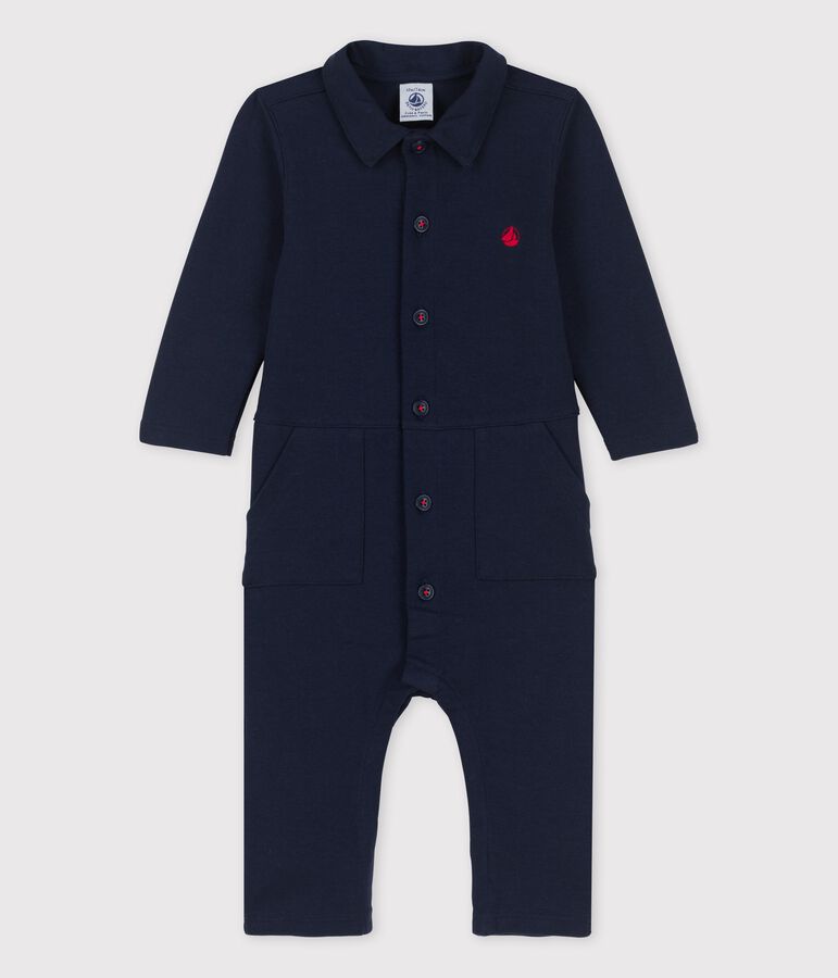 Babies' Thick Organic Jersey Long Playsuit blue