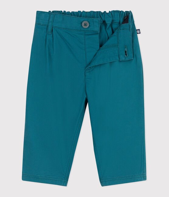 Babies' plain soft cotton trousers DRAGONFLY green