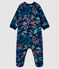Babies' Zip-Up Tube Knit Sleepsuit MEDIEVAL blue/MULTICO white