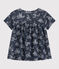 Girls' Short-Sleeved Tube Knit Blouse SMOKING blue/ECUME white
