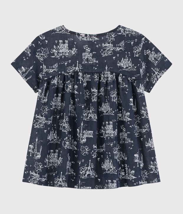 Girls' Short-Sleeved Tube Knit Blouse blue/white
