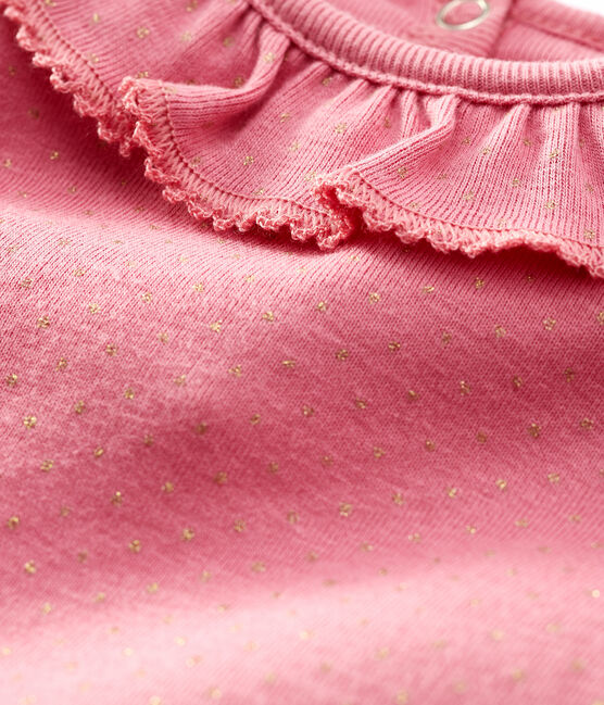 Baby girl's long-sleeved bodysuit CHEEK pink/DORE yellow