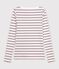 Women's admiral collar stripy cotton T-shirt with long sleeves white/red