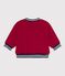 Babies' varsity-style jacket in plain cotton and sherpa AMARANTE