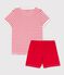 Girls' Stripy Cotton Short Pyjamas MARSHMALLOW white/MULTICO white