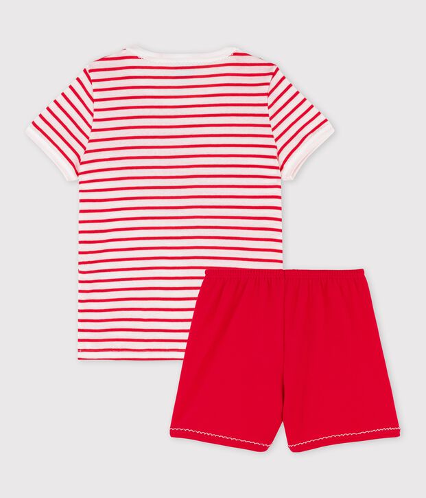 Girls' Stripy Cotton Short Pyjamas white/multicolor