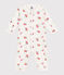 Babies' footless fruit patterned cotton pyjamas with a petal collar MARSHMALLOW white/MULTICO white