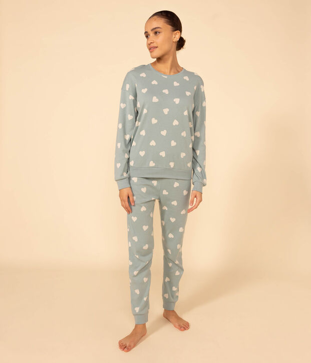 Women's Heart Cotton Pyjamas green/ecru