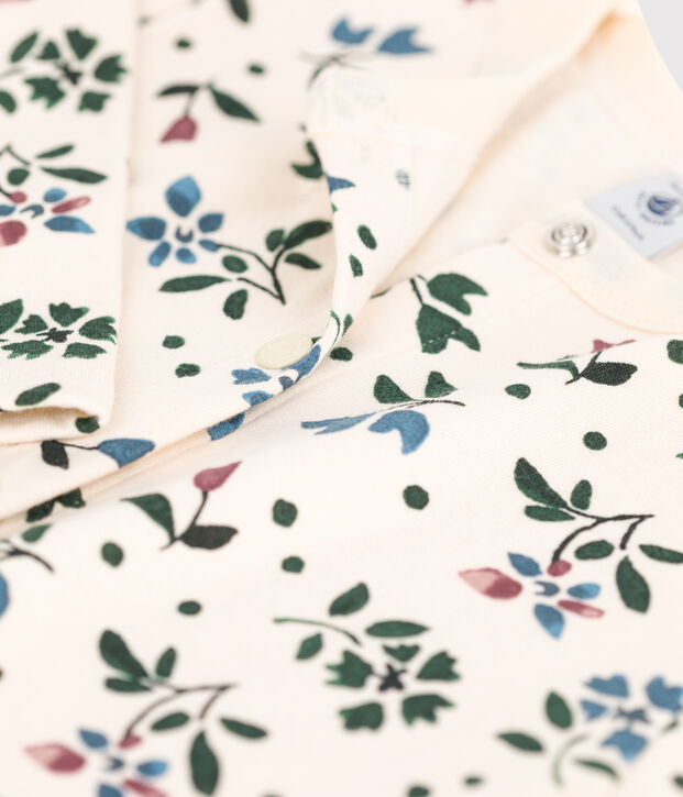 Girls' Tube Knit Patterned Cardigan Ecru/multicolor