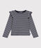 Children's long-sleeved stripy cotton T-shirt SMOKING blue/MARSHMALLOW white
