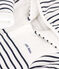 Babies' Breton-stripe padded playsuit with a hood and feet MARSHMALLOW white/SMOKING blue
