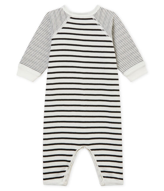 Baby Boys' Soft Footless Sleepsuit MARSHMALLOW white/CAPECOD grey