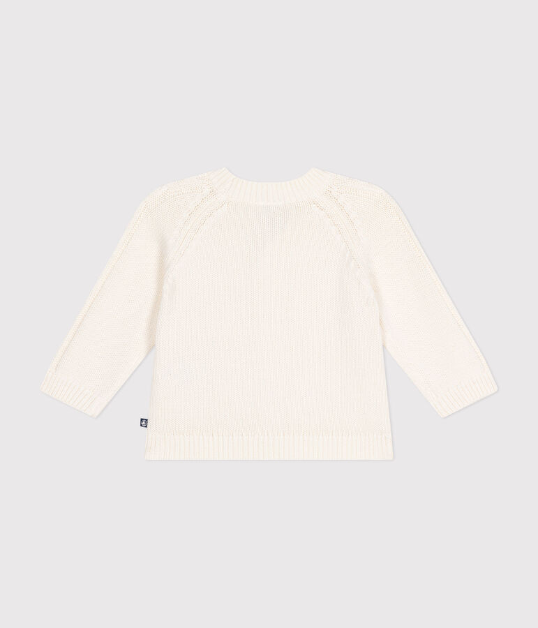 Babies' cotton cardigan MARSHMALLOW white