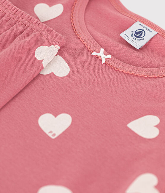 Children's heart print pattern cotton pyjamas ROSEWOOD pink/AVALANCHE