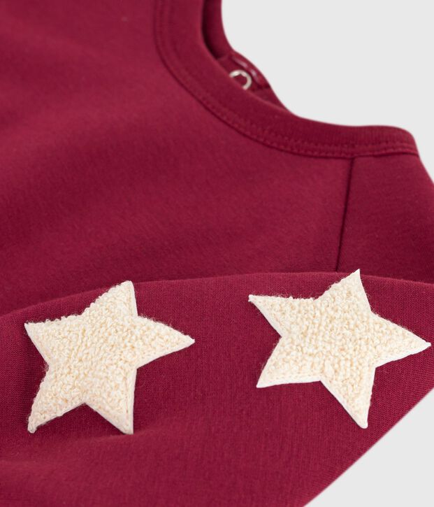 Babies' soft, warm, star-patterned cotton sweatshirt red