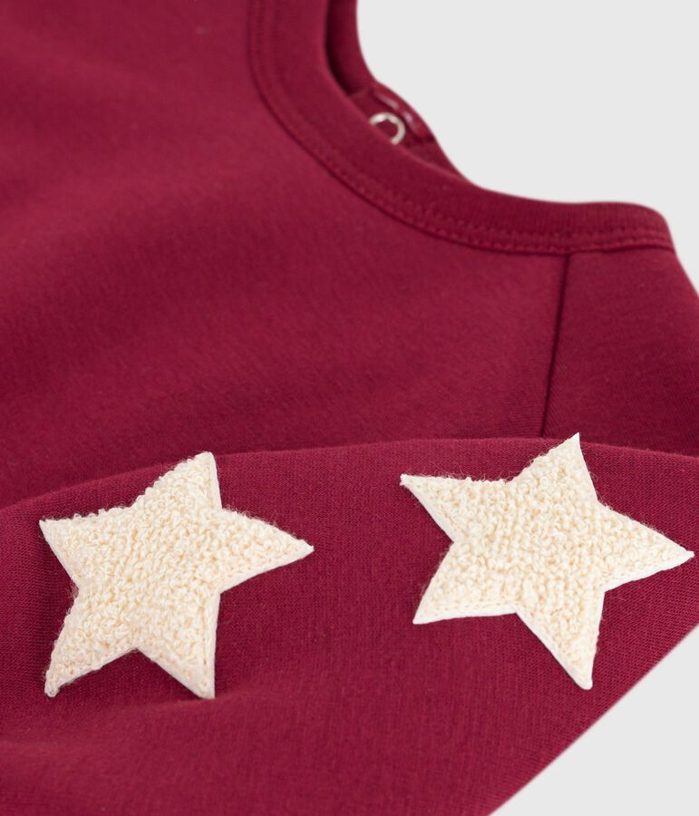 Babies' soft, warm, star-patterned cotton sweatshirt red