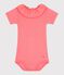 Babies' plain cotton body with a collar pink