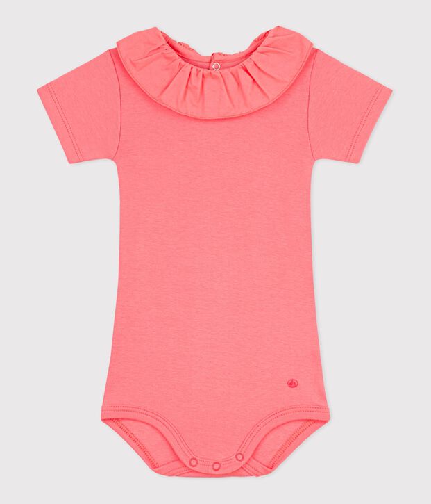 Babies' plain cotton body with a collar FLAMAND