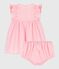 Plain cotton baby dress and bloomers CHARME pink