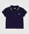 Babies' short-sleeved plain cotton polo shirt SOIR blue