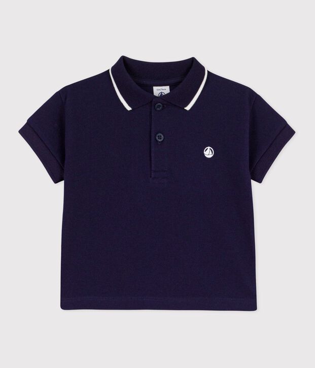 Babies' short-sleeved plain cotton polo shirt SOIR