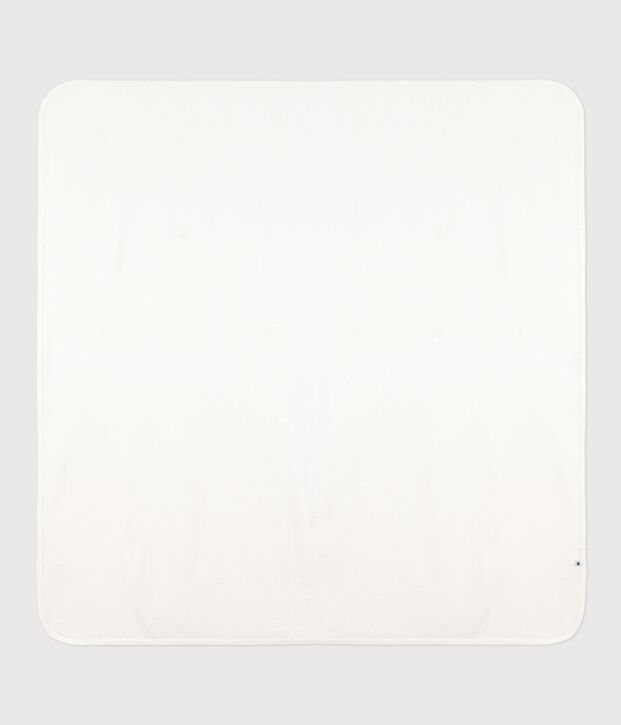 Lightweight baby blanket in openwork cotton, plain, heart white