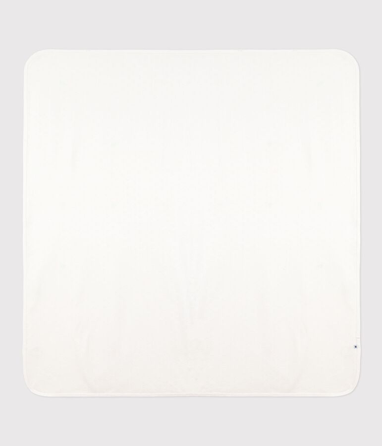 Lightweight baby blanket in openwork cotton, plain, heart white