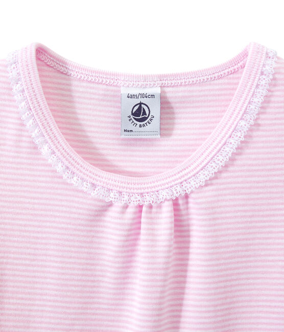 Chemise de nuit fille rayée milleraies BABYLONE pink/ECUME white