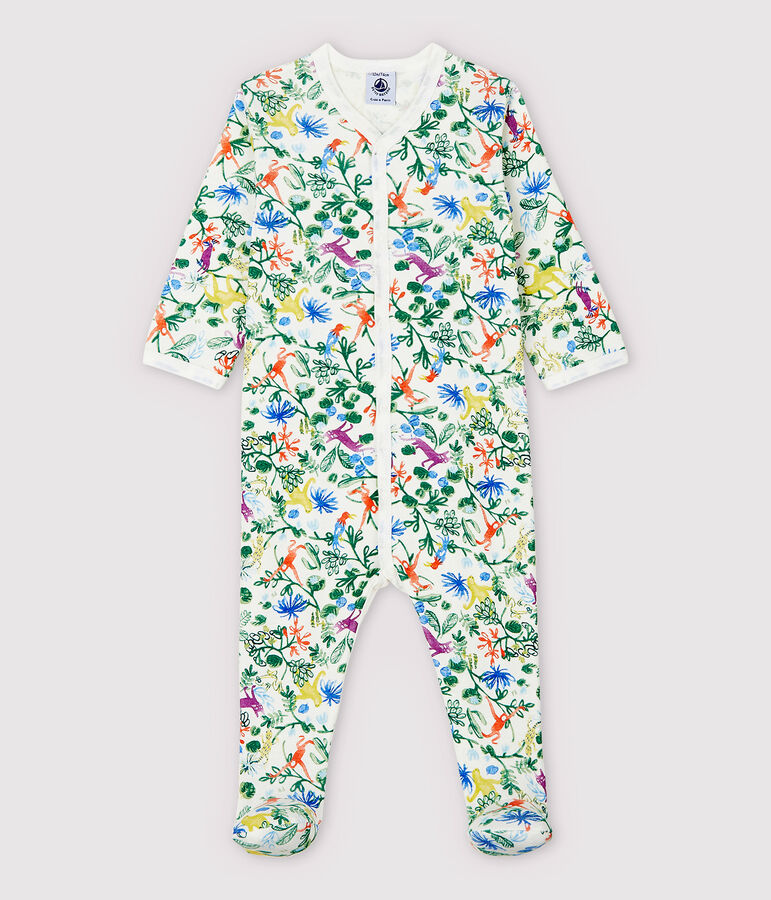 Baby Girls' Jungle Cotton Sleepsuit MARSHMALLOW white/MULTICO white