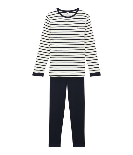 Boys' Velour Pyjamas SMOKING blue/COQUILLE beige