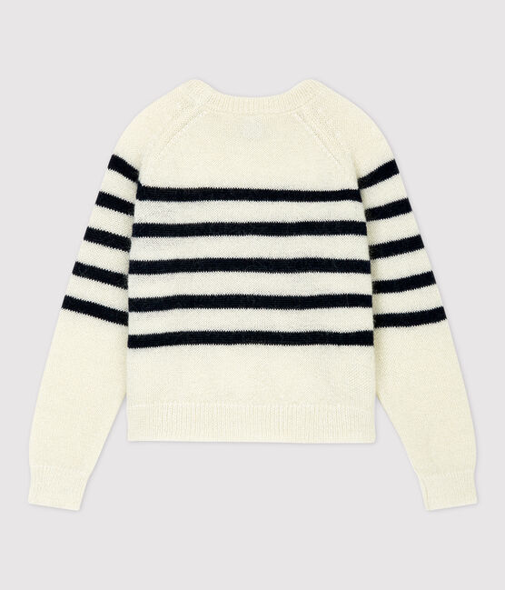 Girls' Mohair/Cotton Jumper MARSHMALLOW white/SMOKING blue