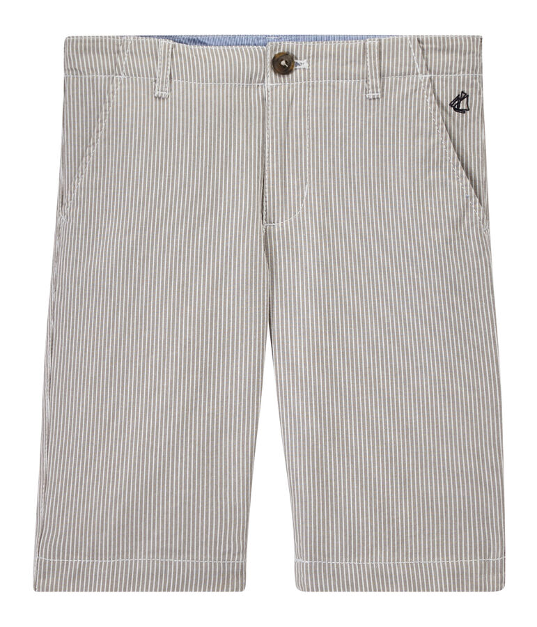 Boys' striped bermuda shorts grey/white