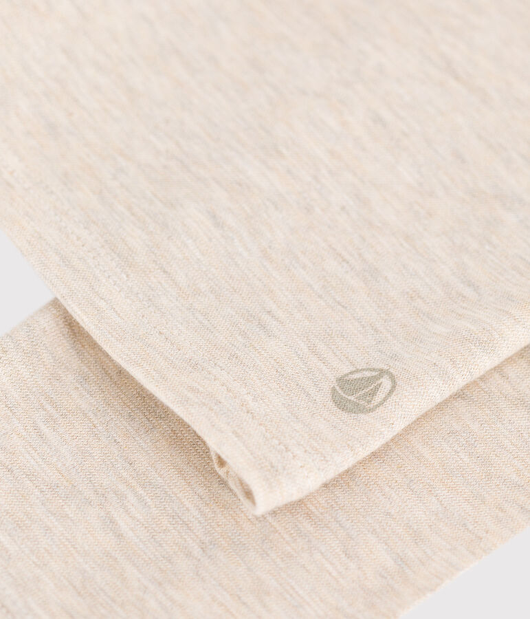 Women's Straight long-sleeved scoop neck T-shirt in slub jersey MONTELIMAR CHINE beige