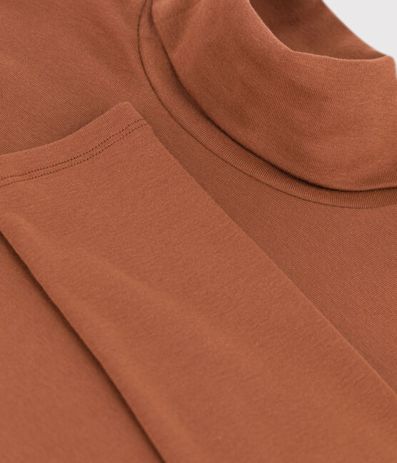Women's Iconic Cotton Roll Neck T-Shirt CINA brown
