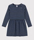 Girls' Long-Sleeved Warm Stripy Cotton Dress
