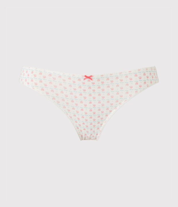 Girl's printed panties in stretch jersey white/multicolor