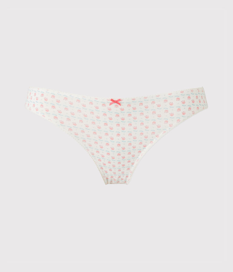 Girl's printed panties in stretch jersey white/multicolor