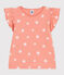 Children's printed short-sleeved cotton T-shirt ABRICOT orange/MARSHMALLOW