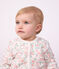Babies' footless fleece pyjama suit with a floral print white/multicolor