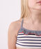 Children's two-piece stripy swimsuit MARSHMALLOW white/MEDIEVAL blue