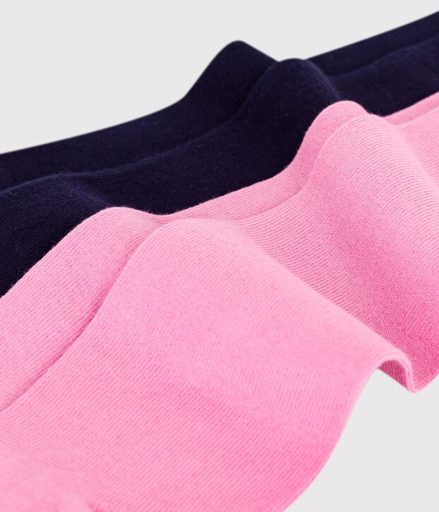 Children's cotton jersey tights - 2-pack pink/blue