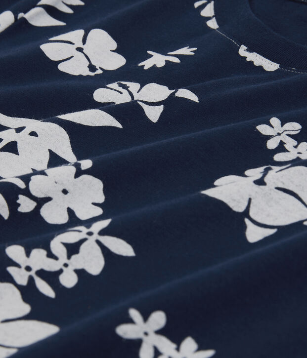 Women's Straight Fit Organic Cotton Round Neck T-Shirt blue/white