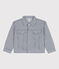 Girls' Stripy Cotton Jacket MEDIEVAL blue/MARSHMALLOW white