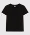 Women's Straight Round-Neck Cotton T-Shirt BLACK black