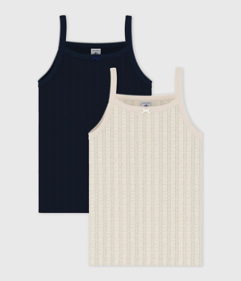 Pack of children's plain openwork tank tops multicolor