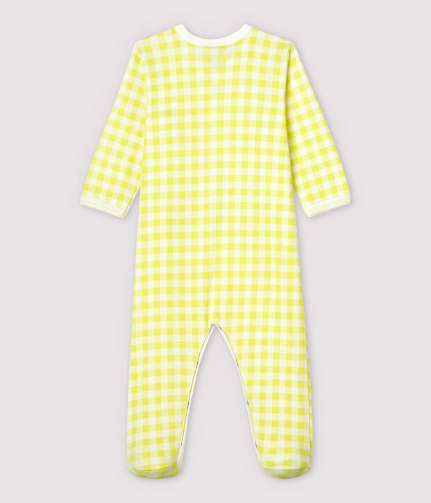 Baby Girls' Yellow Gingham Cotton Sleepsuit white/yellow