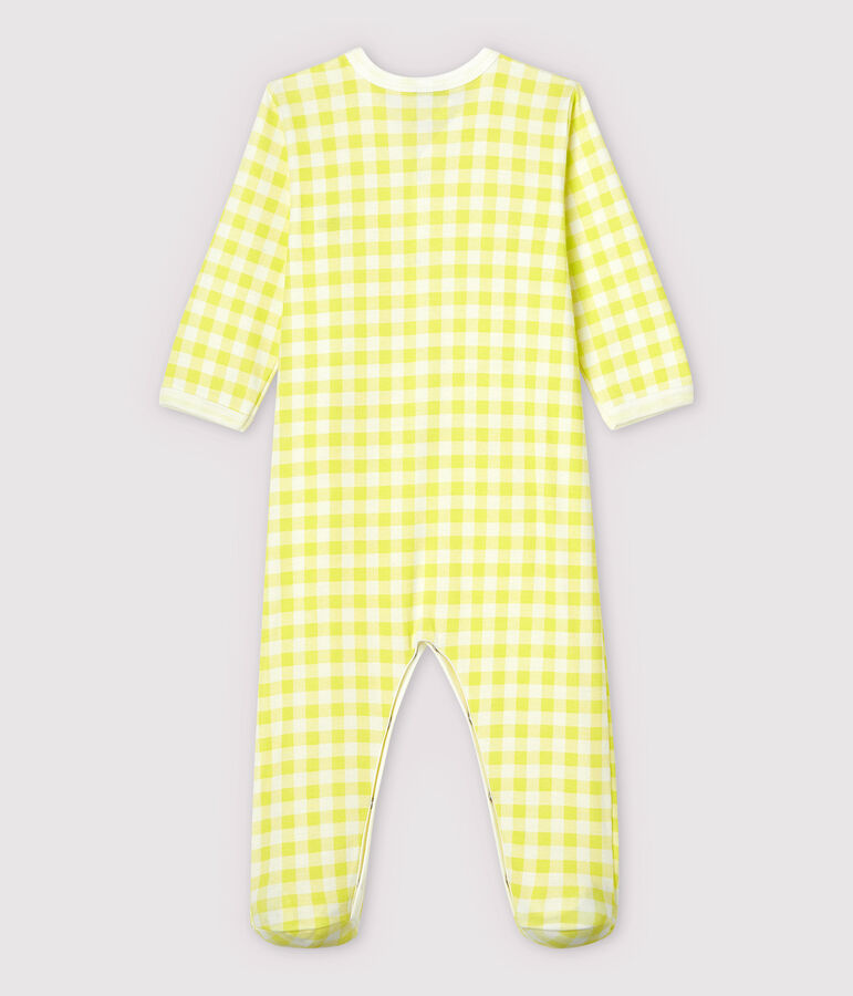 Baby Girls' Yellow Gingham Cotton Sleepsuit white/yellow
